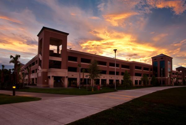 Sunset photo of UCF Parking Garage